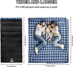 Flannel Sleeping Bag Cold Weather for Adults XL Camping Cotton Sleeping Bag 4 Season Big and Tall, Waterproof with Compression Sack
