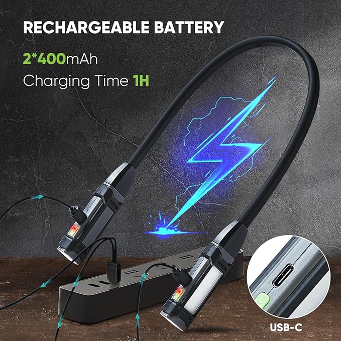 Durapower Neck Light Machine, Led Neck Light for Reading, Detachable Flexible Around Neck Flashlight for Work Craft,Grill,Repairing,Camping and Emergency