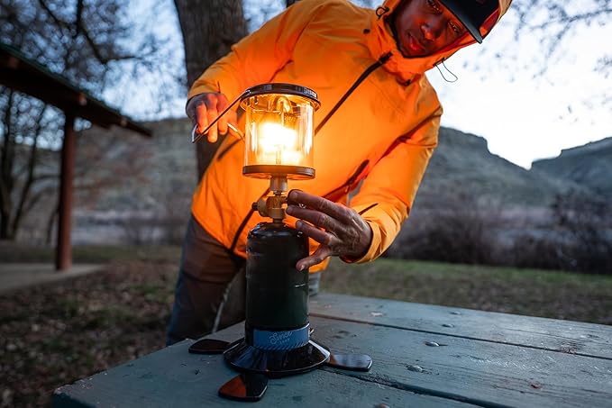 Stansport Propane Mantel Lantern – Outdoor Light with Adjustable Brightness, Carry Handle, Ventilated Hood, High-Output, Portable, for Emergency, Backpacking, Camping – Mantels Included