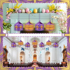 12 Sets Religious Easter Crafts Bulk Christian Cross Lanterns Crafts with LED Lights Glitter Cross Tissue Paper Lanterns for Easter Church VBS Sunday School Classroom Activities