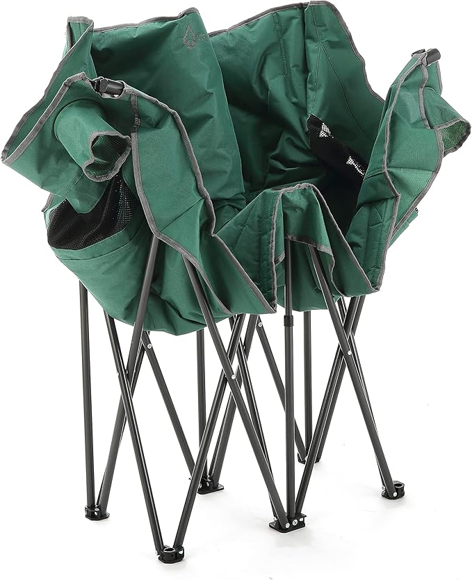 ARROWHEAD OUTDOOR Portable Folding Double Duo Camping Chair Loveseat w/ 2 Cup & Wine Glass Holder, Carrying Bag, Supports up to 500lbs