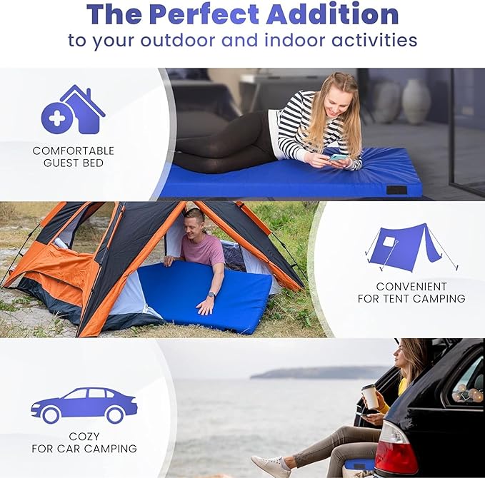 Hazli Matrix AirCell Memory Foam Camping Mattress Pad - CertiPUR-US Roll Up Mattress for Adults - Portable Foam Sleeping Mats for Camping - Camp Cot Sleeping Pad - Floor Sleep Mat Bed Roll for Car RV