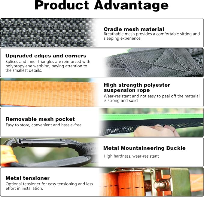 Triangle Hammock,13ft Triangle Camping Hammock, with 3 Ratchet Tie Down Straps and Storage Bag, Max 800 Lbs,Multi Person Portable Hammock for Adults Kids,for Travel Backyard Outdoor Garden Camping