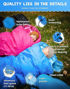KingCamp 45°F Kids Sleeping Bag, Lightweight Waterproof & Compact Flannel Sleeping Bags Cold Weather & Warm Youth Essentials Gear Accessories for Camping, Fits 10-12 Children up to 4'7"-5'5" Tall