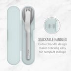Bentgo Stainless Travel Utensil Set - Reusable 3-Piece Silverware Set with Carrying Case, High-Grade Premium Steel, BPA-Free Case, Eco-Friendly - Ideal for Travel, Camping, and Office Use (Aqua)