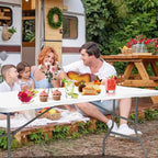 Camp Field 6ft Heavy Duty Portable Table, Folding Table for Indoor & Outdoor Picnic & Card Table for Picnic, Party, Camping. (White, 6FT)