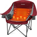 Heated Camping Chair, 3 Heat Levels Oversized Padded Lawn Chair with Side Pockets and Cup Holder, Outdoor Heating Folding Camp Chair for Adults, Fishing, Sports, Picnic, up to 500lbs, Style 3