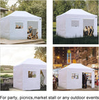 Eurmax USA Full Zippered Walls for 10 x 15 Easy Pop Up Canopy Tent,Enclosure Sidewall Kit with Roller Up Mesh Window and Door 4 Walls ONLY,NOT Including Frame and Top（Beige）