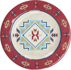 Paseo Road Spirit Valley 14 Piece Melamine Plastic Dinnerware Set with Plates, Bowls and Serving Platter, Southwestern Rustic Cabin Lodge Aztec Style