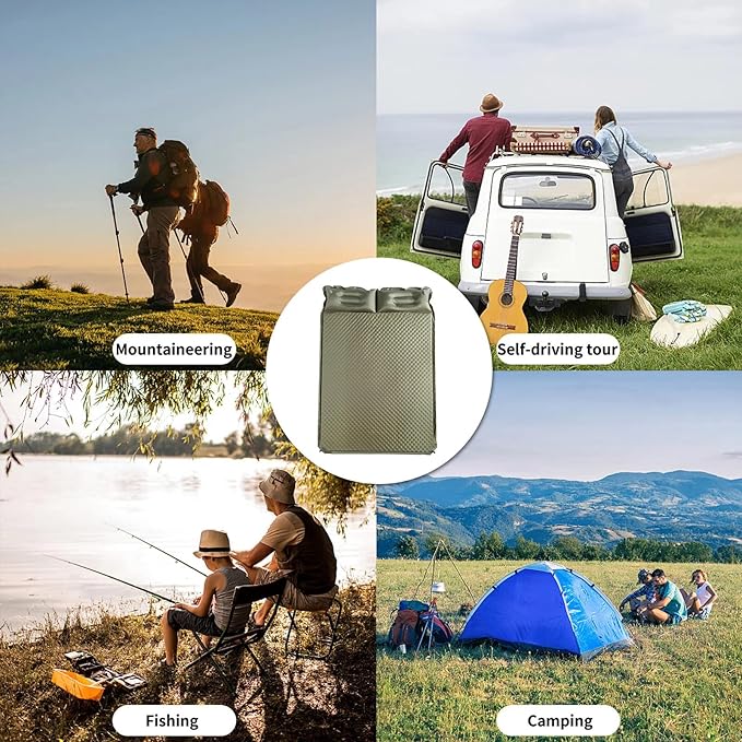 Sleeping Pad for Camping, Air Mattress 2 Person Inflatable Mattress, Suitable for Backpacking, Hiking, Tent Trap Traveling (Khaki)