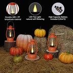 6Pcs Orange Mini Lanterns for Western Cowboy Party & Camping Decor, Small Western Lantern with LED Flickering Candle for Fall Halloween Christmas Wedding Festive Decorations, Centerpiece Table