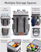 TOURIT 50-Can Rolling Backpack, Double Deck & Dual-Bar Handle Travel Soft Cooler Bag with Wheels, 30L Space Beach Cooler Size 18"(15"+3")×13"×11"