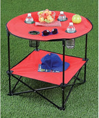 Etna Portable Camping Table Folding Camp 28 Inch Foldable Beach Outdoor with Cup Holders & Carry Bag for Camping, Beach, Backpacking, Tailgating, Patio, RV - Red (5075-RED)