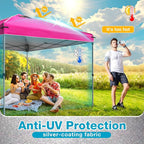 10x10 Canopy Replacement Top Cover with Air Vents for ez up Pop up Canopy Gazebo Tent with Adjustable Straps, Waterproof & Anti-UV for Outdoor Shade (Frame Not Included) (Pink)