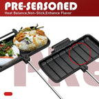 Double Pie Irons for Camping Cast Iron, Portable Mountain Campfire Pie Maker, Cast Iron Campfire Pudgy Maker, Sandwich Press for Camping