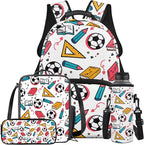 Sports Backpack with Lunch Box 1St Grade Backpack Boys Lightweight Trendy Bookbag for Boys 8-12 with Lunch Box 4 Piece School Bag for Boys 10-12 Travel Hiking Daypack Camping