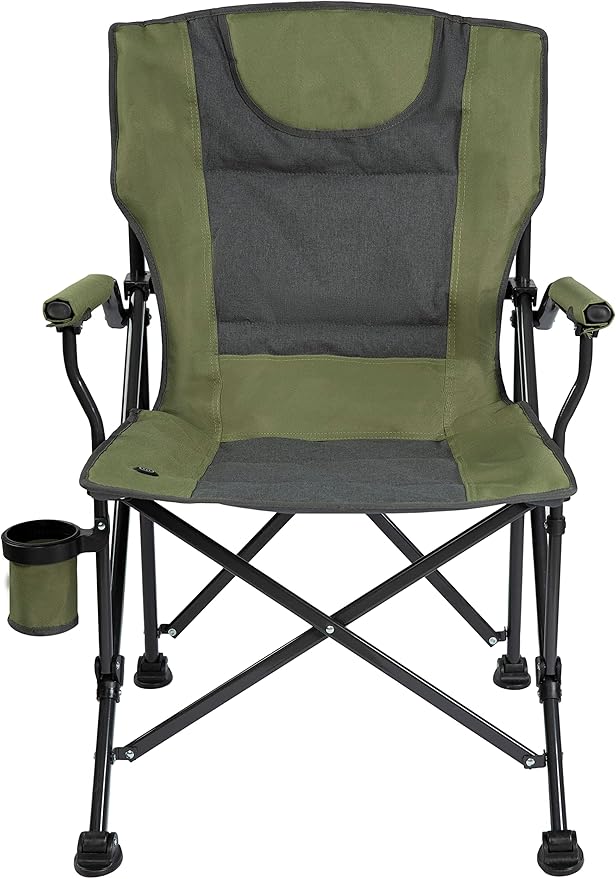 Backyard Expressions Heated Camp Chair with Cupholder – Portable Folding Camping Chair with 3 Heat Settings, USB Powered, Lightweight & Durable – Outdoor Heated Chair for Camping, Tailgating & Sports