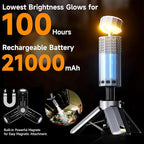 Rechargeable 21000mAh Camping Light, Telescopic Camping Lights, Collapsible Magnetic Camping Lantern with Stand IPX6 Waterproof Flashlights, Camping Lamp for Emergency, Hiking