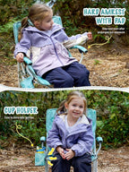 EVER ADVANCED Kids Camping Chairs with Cup Holder, Padded Folding Camping Chair Outdoor with Safety Lock, Carry Bag, Lightweight Portable Camp Chairs for Beach, Balcony, Patio, Supports 150lbs, Green