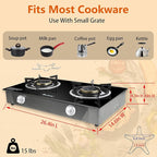 Gas Stove 2 Burner Propane Stove Two Burner Gas Cooktop, Tempered Glass Auto Ignition LPG Cooker, Suitable for Outdoor/Camping/RVs