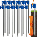 Tradesparker Tent Stakes 12-Pack 8Inch Heavy Duty Garden Stakes Canopy Anchors - Includes Ropes for Camping Tents, Pop Up Canopies and Outdoor Events, Blue