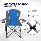 ALPHA CAMP Oversized Camping Folding Chair - Heavy Duty Steel Frame Support 350 LBS, Collapsible Padded Arm With Cup Holder, Quad Lumbar Back, Portable for Outdoor/Indoor