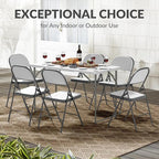 Simple Deluxe Foldable Table - Heavy Duty Portable Plastic Top & Steel Legs, Built-in Handle for Indoor Outdoor Party, Camping, Adjustable Height (22"/30"/36"), White 4FT