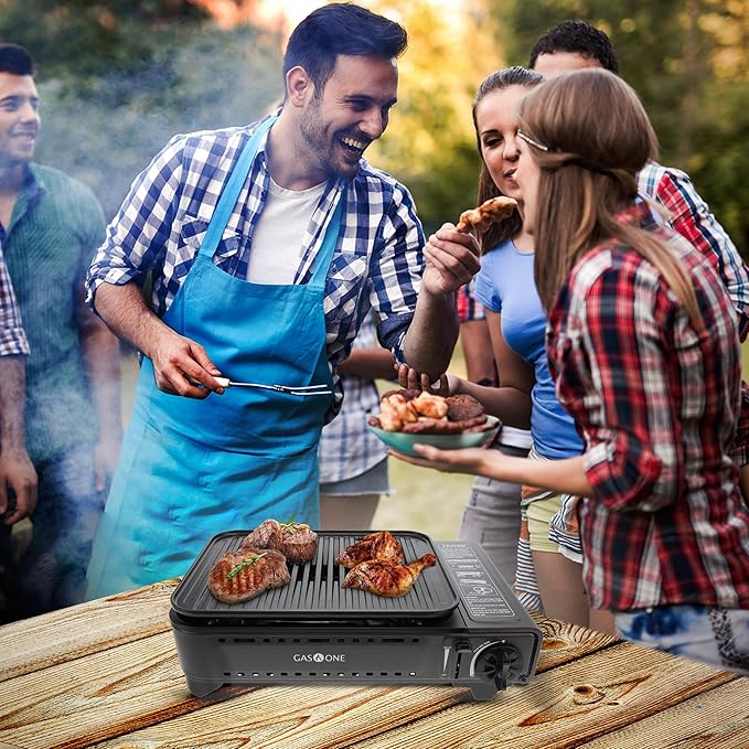 GasOne Propane or Butane Grill Stove GS-2400P Dual Fuel Portable Camping Grill Gas Stove with Carrying Case