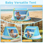 Baby Beach Tent, Pop Up Beach Tent Sun Shade for Beach, UPF 50+ UV Protection Sun Shelters for Infants with Carry Bag for Outdoor Travel, Camping(Blue)