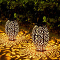 Solar Lanterns Outdoor Waterproof, 2 Pack Solar Garden Lanterns, LED Hanging Lanterns Solar Powered with Handle, Garden Decorative Retro Metal Solar Light for Table Pathway Walkway, Gardening Gifts