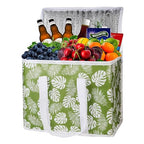 musbus 2-Pack extra Insulated Grocery shopping bag, large Green leaf, kitchen foldable reusable bags groceries,Sturdy zipper,Collapsible,tote,cooler,for transport women,Durable carrier