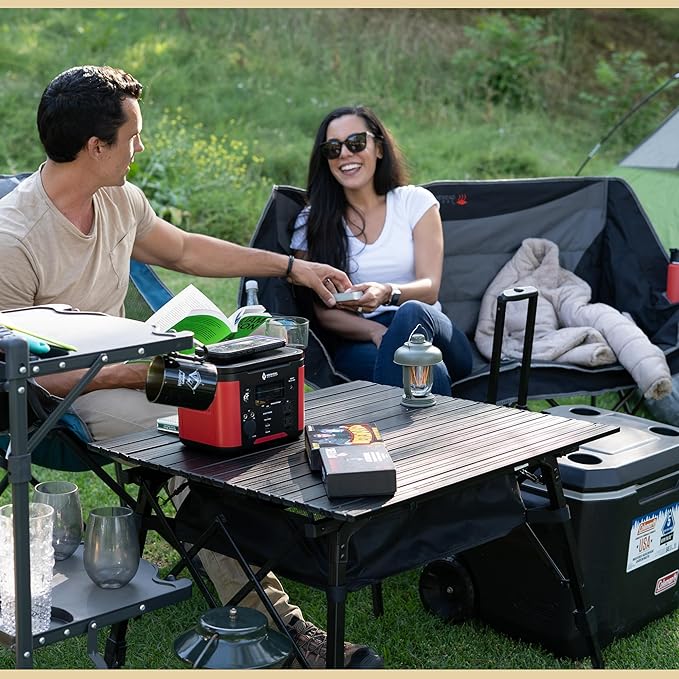 ARROWHEAD OUTDOOR 39" Aluminum Folding Camp Roll Up Table w/Adjustable Height, Undertable Mesh Storage, Carry Bag