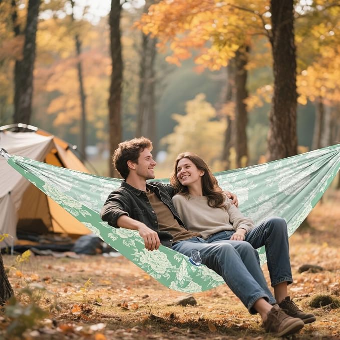 Peony Mint Green Hammocks for Camping Cloth Hammock for Outside Camping Essentials