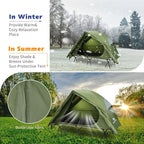 4-in-1 Camping Cot Tent, Foldable Elevated Tent Set for 1 Person to Use, Elevated Camping Bed Tent for Outdoor Hiking, Camping