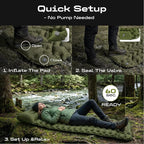CKG Camping Sleeping Pad with Thermal Barrier, Ultralight Camping Mat 4in Thick with Pillow, Built-in Foot Pump Inflatable Sleeping Pad for Hiking Tent Road Trip Car Camp Travel Gear, Green