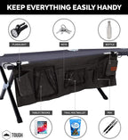 Tough Outdoors Camping Cot for Adults - Oversized Camping Cot - Durable Heavy Duty Military Bed - Elevated Foldable Cot & Camp Cots for Adults - XL Cot up to 300 lbs - w/Organizer & Storage Bag
