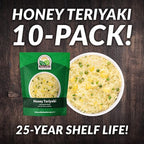 Valley Food Storage Honey Teriyaki Rice | 10-Bag Bucket, 50 Servings | Non-GMO Premium Emergency Food Supply, 25 Year Shelf Life | Survival Meal Kits, Prepper Food & Off-Grid Living Supplies, Packaged in USA