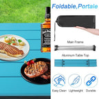 Grope Portable Camping Table Ultralight Aluminum Camp Table with Storage Bag,Beach Table for Sand with Carrying Bag,Prefect for Outdoor,Picnic,BBQ,Cooking,Festival (Blue with Storage Bag-S)