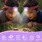 EverBrite LED Headlamp Rechargeable Kids Headlamp with RGB Mode and Adjustable Headband, 3 Modes Multicolor Headlamp for Camping, Reading, Exploring, Halloween, Christmas-2 Pack