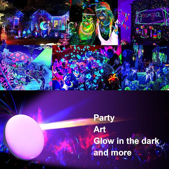 96 LED 395nm UV / 6500K Flashlight Camping Blacklight , 10000mAh Rechargeable, 3000 Lumens, Glow Lights for Party , Bedroom, Fluorescent Poster , Dog/Cat Urine ,Halloween Black Light (UV(Remote))