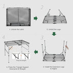 RedSwing Portable Grill Table for Outside, Aluminum Folding Grill Stand Table for Outdoor Camping Picnic BBQ, Lightweight Adjustable Height, 36"x24"x15"/28" Sliver