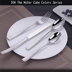 Flatware Sets 4pcs/Set Golden ?Portable Stainless Steel Cutlery Complete of Dining Tableware Kitchen Gadget Sets Dinner Forks Knives Spoon
