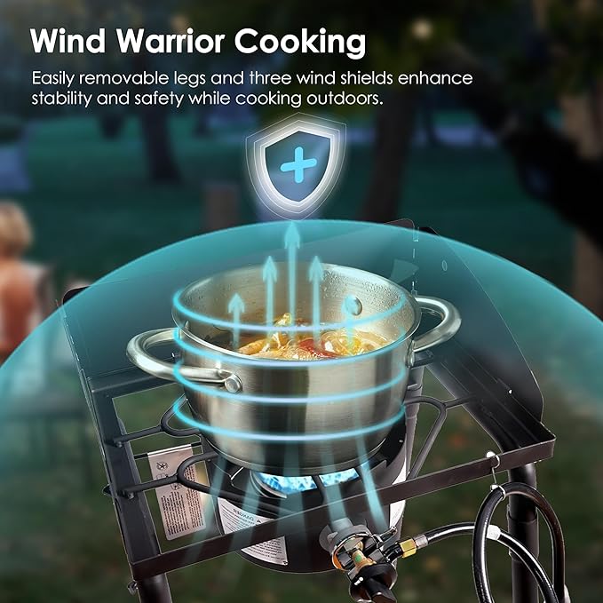 Red Mountain Valley One Burner Outdoor Portable Camping Gas Stove with Removable Legs, Portable Bag and Windshield, Camping Stove Propane for Cooking, CSA Certified, Outdoor Propane Burner