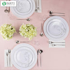 PARTY BARGAINS 13-Inch Charger Plates - 16 Pack, White, Heavy-Duty Disposable Chargers for Elegant Dining - Ideal for Weddings and Formal Events