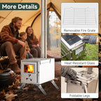 H&ZT Hot Tent Stove, Portable Wood Burning Stove with 7 Chimney Pipes, Ideal for Camping, Cooking & Winter Heating
