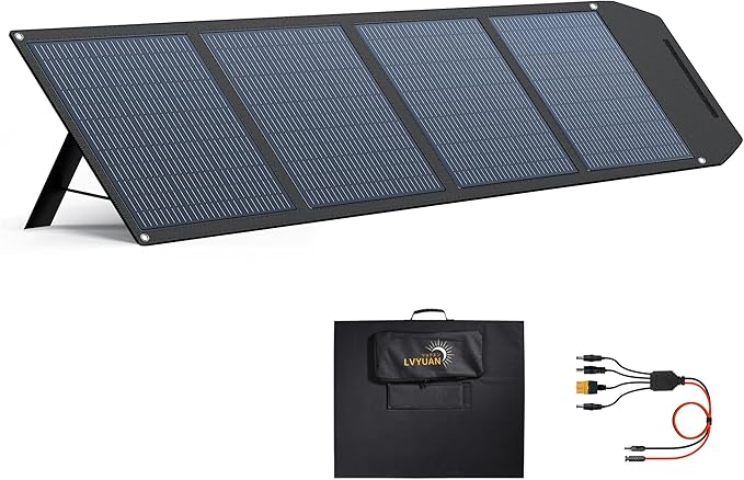 LVYUAN 400W Portable Solar Panel Foldable, 22.5% High Efficiency IP65 Waterproof for Power Station RV Camping Outdoor Solar Generator
