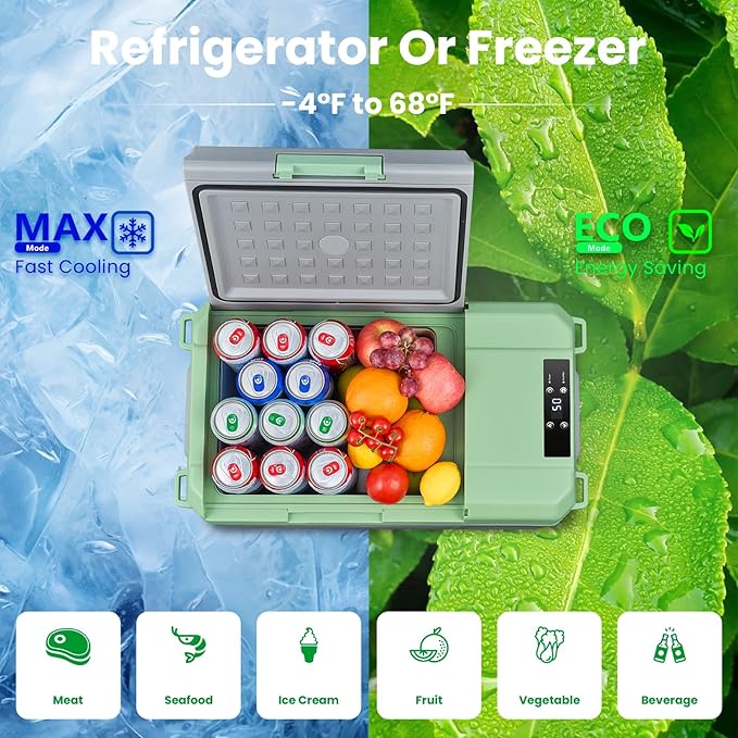 BODEGACOOLER 12 Volt Car Refrigerator, 18 Quart Portable Freezer, Car Fridge -4℉-68℉, Compressor Electric Cooler 12/24V DC100-240 Volt AC for Outdoor RV Camping Travel Vehicles Home Use