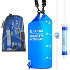 8L Camping Water Filtration System, Protable Gravity Water Filter System Survival for Camping Hiking Backpacking and Emergency Preparedness, 2-Gal Bag, BPA-Free