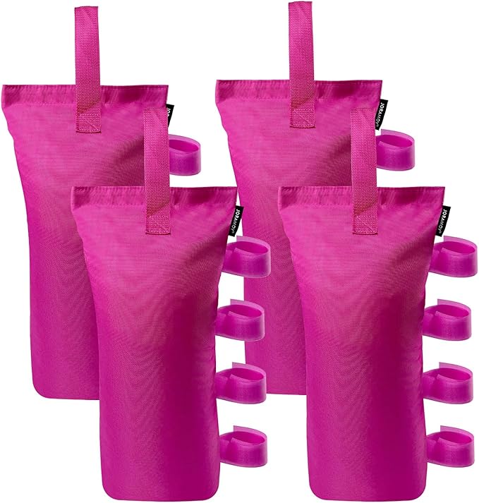 Joramoy Heavy Duty Canopy Weight Bags(120LBS) for Pop up Canopy Tent, Leg Canopy Weights Sand Bags for Instant Outdoor Sun Shelter Canopy/Patio Umbrella,Set of 4, Pink(Without Sand)