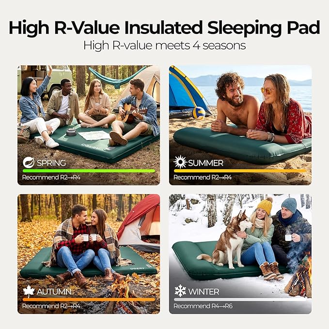 OGERY Self Inflating Sleeping Pad with Electric Pump, 3.15" Ultra-Thick Memory Foam Camping Pad, 4 Season Camping Mattress Pad with Built-in Pillow, Camping Essentials Gear for Tent Travel Car